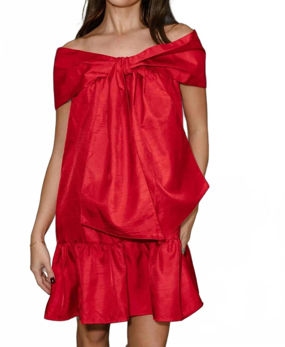 NEW BIG WATER BLUE SKY amara bow flare mini dress in red